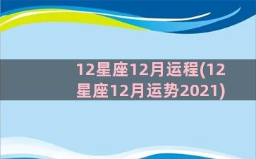 12星座12月运程(12星座12月运势2021)