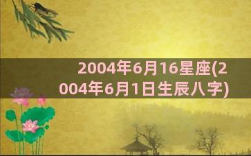 2004年6月16星座(2004年6月1日生辰八字)