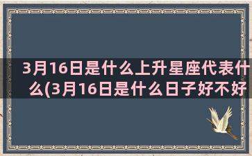 3月16日是什么上升星座代表什么(3月16日是什么日子好不好)