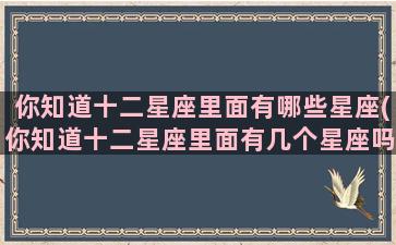 你知道十二星座里面有哪些星座(你知道十二星座里面有几个星座吗)