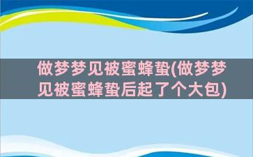 做梦梦见被蜜蜂蛰(做梦梦见被蜜蜂蛰后起了个大包)