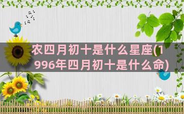 农四月初十是什么星座(1996年四月初十是什么命)