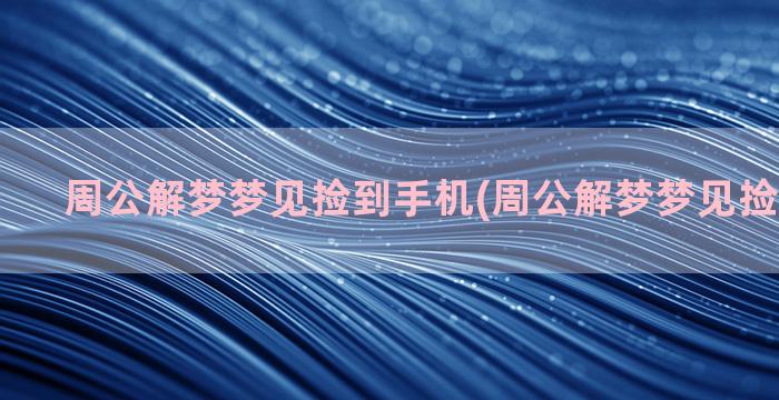 周公解梦梦见捡到手机(周公解梦梦见捡到金项链)