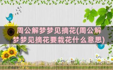 周公解梦梦见摘花(周公解梦梦见摘花要栽花什么意思)