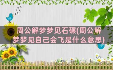 周公解梦梦见石碾(周公解梦梦见自己会飞是什么意思)