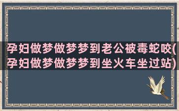 孕妇做梦做梦梦到老公被毒蛇咬(孕妇做梦做梦梦到坐火车坐过站)