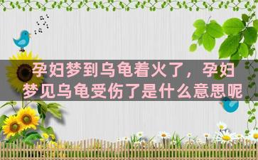 孕妇梦到乌龟着火了，孕妇梦见乌龟受伤了是什么意思呢