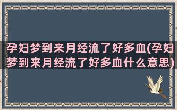 孕妇梦到来月经流了好多血(孕妇梦到来月经流了好多血什么意思)