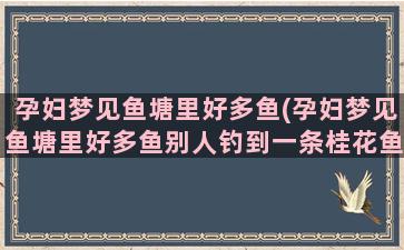 孕妇梦见鱼塘里好多鱼(孕妇梦见鱼塘里好多鱼别人钓到一条桂花鱼)