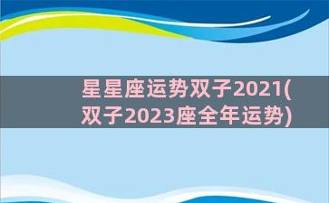 星星座运势双子2021(双子2023座全年运势)