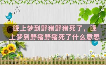 晚上梦到野猪野猪死了，晚上梦到野猪野猪死了什么意思