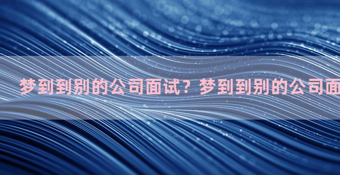 梦到到别的公司面试？梦到到别的公司面试什么意思