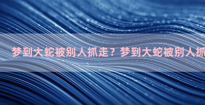 梦到大蛇被别人抓走？梦到大蛇被别人抓走什么意思