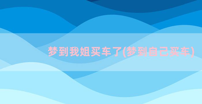 梦到我姐买车了(梦到自己买车)