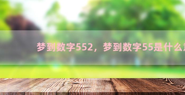 梦到数字552，梦到数字55是什么意思