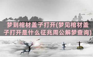 梦到棺材盖子打开(梦见棺材盖子打开是什么征兆周公解梦查询)