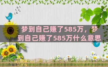 梦到自己赚了585万，梦到自己赚了585万什么意思