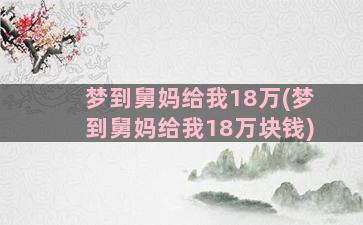 梦到舅妈给我18万(梦到舅妈给我18万块钱)