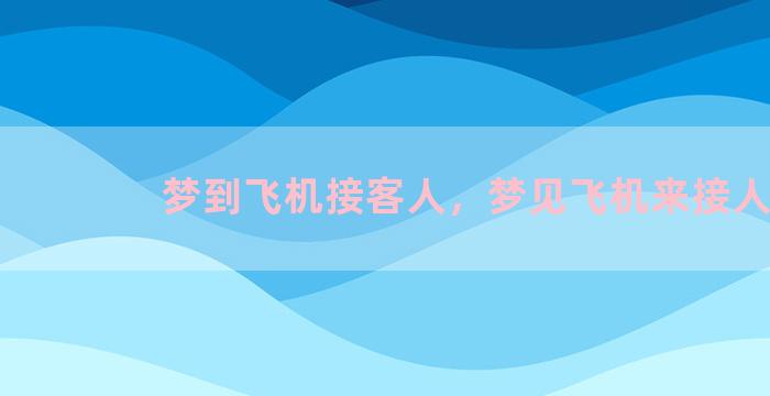 梦到飞机接客人，梦见飞机来接人