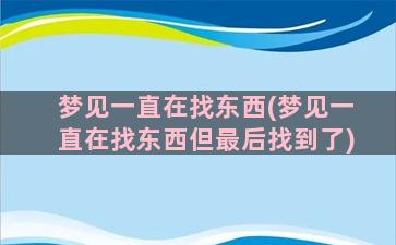 梦见一直在找东西(梦见一直在找东西但最后找到了)