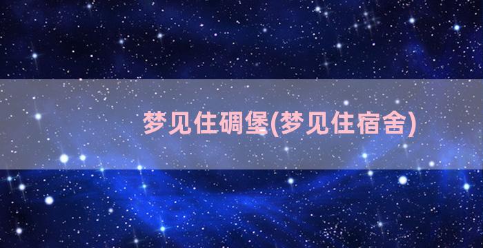 梦见住碉堡(梦见住宿舍)