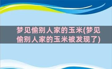 梦见偷别人家的玉米(梦见偷别人家的玉米被发现了)