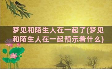 梦见和陌生人在一起了(梦见和陌生人在一起预示着什么)