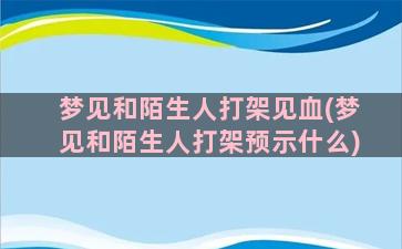 梦见和陌生人打架见血(梦见和陌生人打架预示什么)