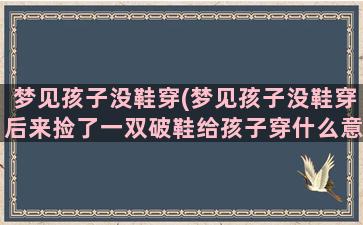 梦见孩子没鞋穿(梦见孩子没鞋穿后来捡了一双破鞋给孩子穿什么意思)