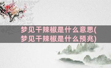 梦见干辣椒是什么意思(梦见干辣椒是什么预兆)