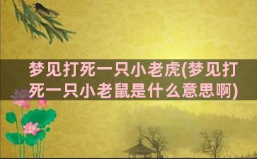 梦见打死一只小老虎(梦见打死一只小老鼠是什么意思啊)