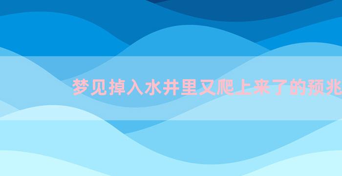 梦见掉入水井里又爬上来了的预兆