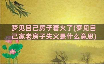 梦见自己房子着火了(梦见自己家老房子失火是什么意思)